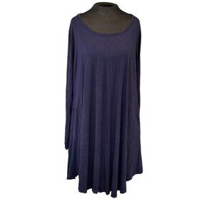 Womens Navy Blue Long Sleeve Swing Tunic Dress Plus Size 3X By JollieLovin